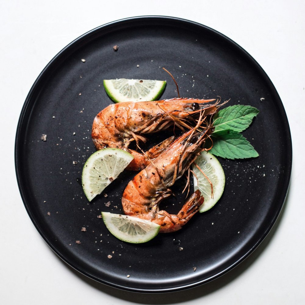 Tiger prawns, garlic butter — Café Continental Stalybridge
