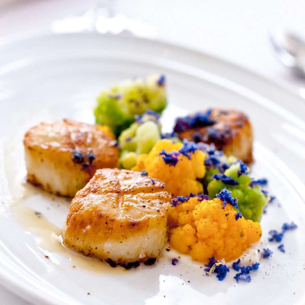Hand-dived scallops — Café Continental Stalybridge